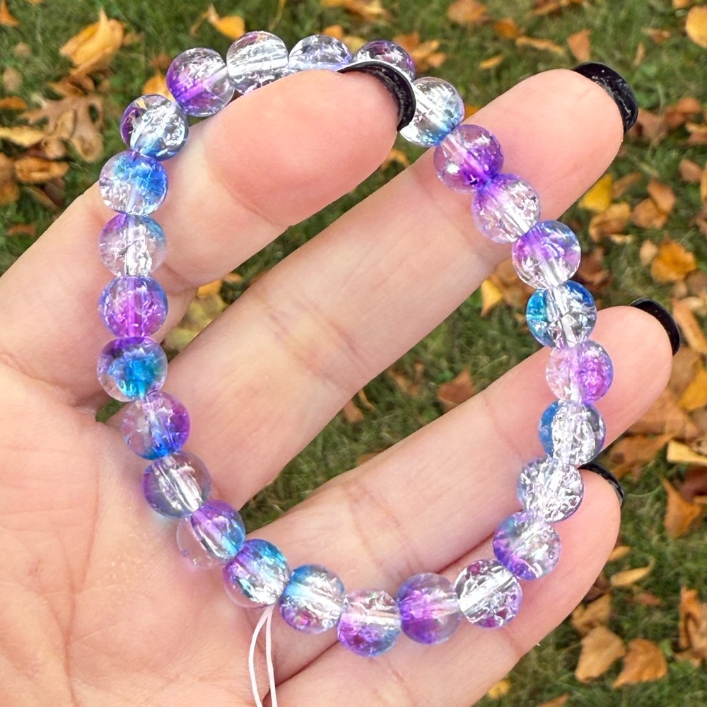 8mm Purple and Blue Beaded Bracelet